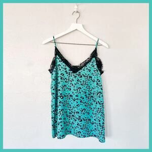 Fantastic Fawn Teal Leopard Tank Top Small